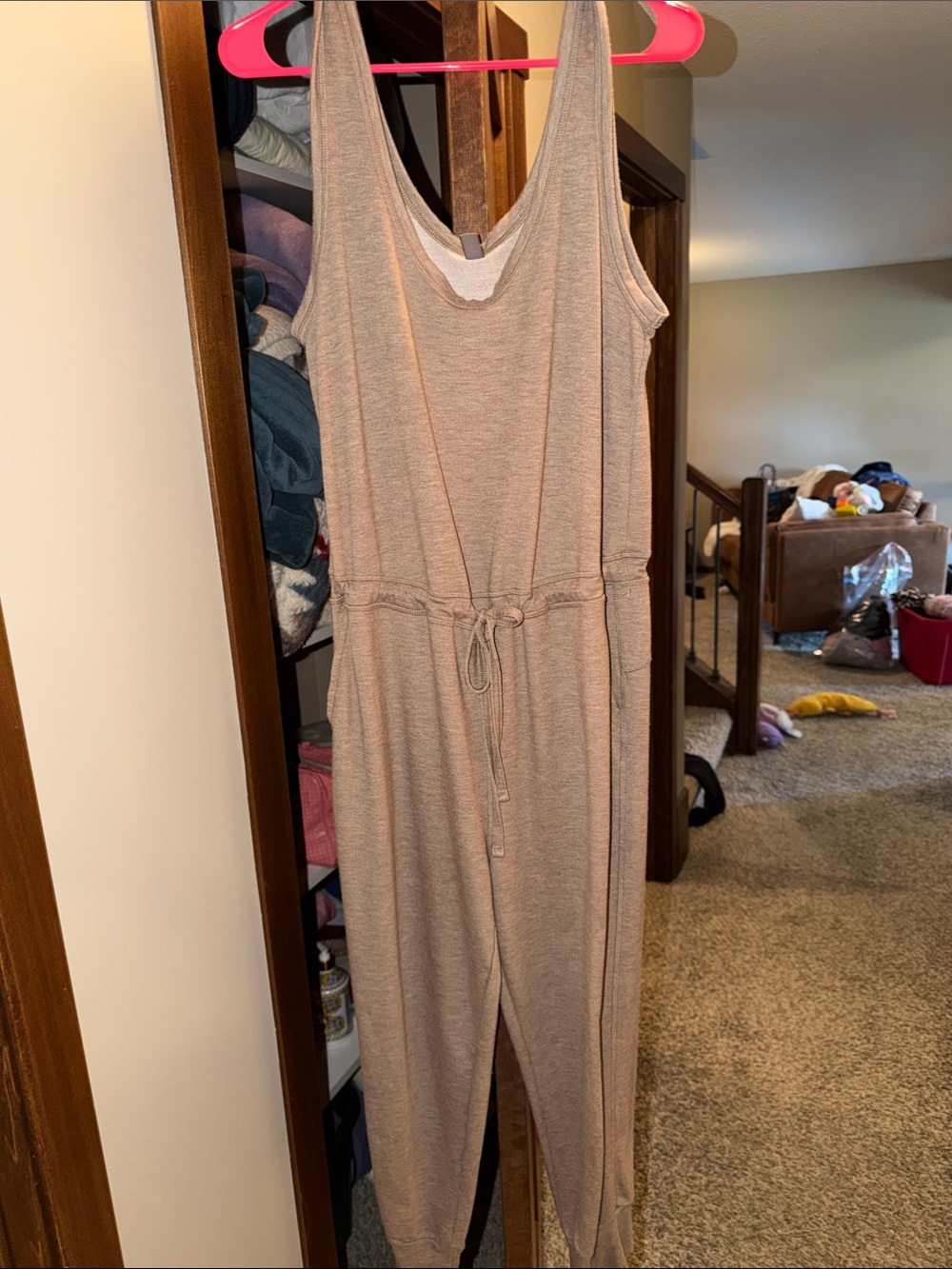 Joe Fresh Sleeveless Knit Jumpsuit in Light Taupe